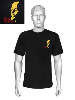 Футболка с вышивкой на груди Ленин жил,...,черная