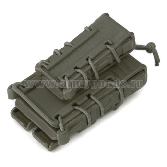 Подсумок тактический под 2 магазина: АК + Пистолет Ярыгина (ПЯ) ударопрочный полиамид с резинками (оливковый)