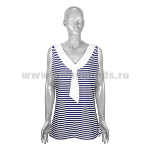 Туника женская (белая в синюю полоску) с "галстуком" 100% хлопок