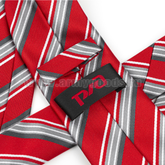 Галстук-самовяз форменный РЖД красный с белыми и серыми полосками (для работников локомотивных бригад)