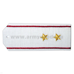 Погоны «машинная вышивка» из рубаш. ткани белые с вышит. крап. кантом с вышит. звездами (прапорщик)