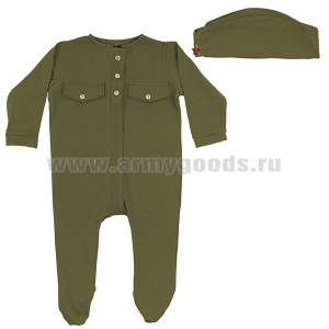 Костюм детский сувенирный Солдатик (комбинезон на молнии, пилотка) 2532  (6-9 месяцев)