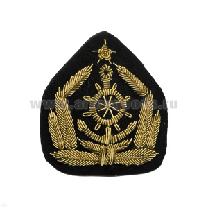 Кокарда канит. лат. Морской флот (якорь со штурвалом, 5 листиков, со звездой)