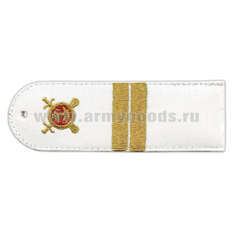 Погоны «машинная вышивка» из рубаш. ткани Полиция без канта белые с вышит. эмблемой (мл. серж.) пластик