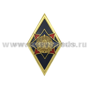 Значок мет. Ромб РБ Академия МЧС синий (латунь, хол.эм. с накладкой)