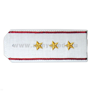 Погоны «машинная вышивка» из рубаш. ткани белые с вышит. крап. кантом с вышит. звездами (ст. прапорщик)