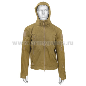 Кофта тактическая флисовая с капюшоном бежевая