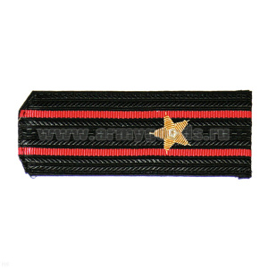 Погоны черн. с 2 красн. просв., вышит. канителью (майор)