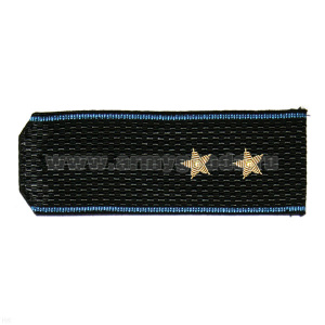 Погоны Авиации ВМФ черн. с голуб. кантом, вышит. канителью (прапорщик)