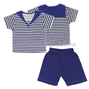 Костюм морской детский для мальчика (фланка кор. рукав + шорты) 100 % хлопок