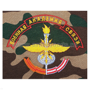 Футболка с вышивкой на груди Военная академия связи (новая эмблема) зел. КМФ