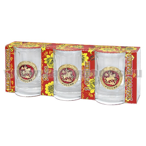 Стопки стеклянные (3x50 мл) с накладками Казак России