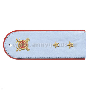 Погоны «машинная вышивка» из рубаш. ткани Полиция бледно-голуб. с вышит. эмблемой (прапорщик) пластик