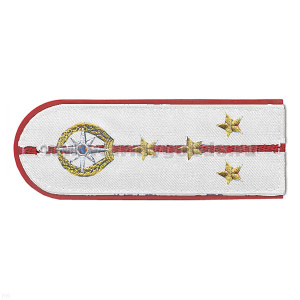 Погоны «машинная вышивка» из рубаш. ткани МЧС белые с вышит. эмблемой (капитан) пластик