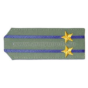 Погоны «машинная вышивка» из рубаш. ткани оливк. с 2 вышит. вас. просв. с вышит. звездами (подполковник)
