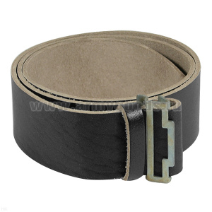 Ремень солд. кожаный черн. без бляхи