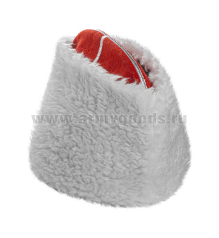 Папаха казачья иск. мех белая (верх - алое сукно) универсальный размер