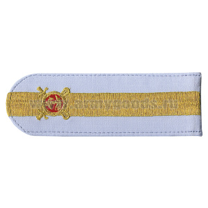 Погоны «машинная вышивка» из рубаш. ткани Полиция без канта бледно-голуб. с вышит. эмблемой (старшина) пластик