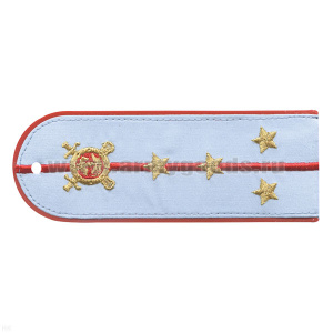 Погоны «машинная вышивка» из рубаш. ткани Полиция бледно-голуб. с вышит. эмблемой (капитан) пластик