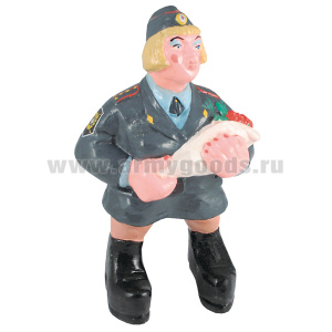 Фигурка гипсовая Дама - сотрудник МВД с букетом цветов