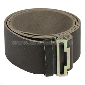 Ремень солд. кожаный корич. без бляхи