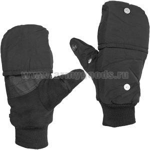 Рукавицы-перчатки с обрез. пальцами (А-110) ткань и флис (черные)