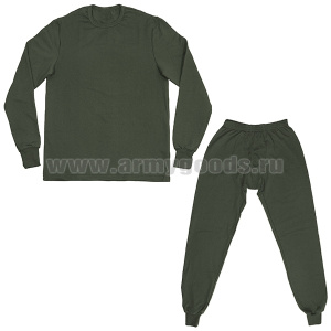 Белье зимнее х/б с начесом оливковое детское (фуфайка и кальсоны)  р-ры с 36 по 42