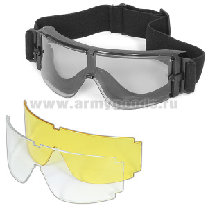 Очки защитные тактические (на резинке; 2 доп. цветных фильтра) в коробке