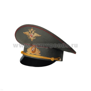 Фуражка Ручная вышивка канитель (3% золото) ВВ ген. оливковая с крап. кантом