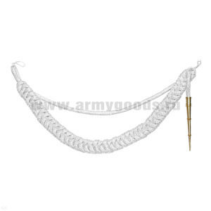 Аксельбант солдатский (уставной) шелк белый с люрексной нитью