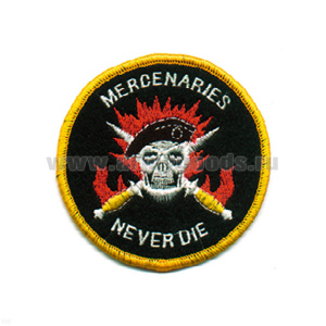 Шеврон вышит. Mercenaries never die (череп в черн. берете)