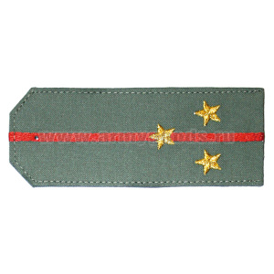 Погоны «машинная вышивка» из рубаш. ткани оливк. с 1 вышит. красн. просв. с вышит. звездами (ст. лейтенант)