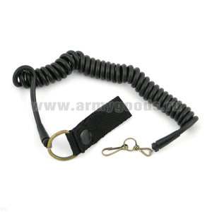 Шнур страховочный кевларовый с карабином и кольцом (черный)