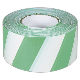Лента оградительная бело-зеленая (длина 250 м, ширина 75 мм)