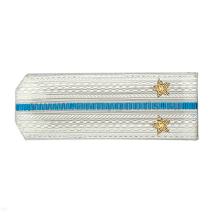 Погоны белые с 1 голуб. просв., вышит. канителью (лейтенант)