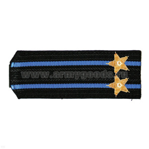 Погоны Авиации ВМФ черн. с 2 голуб. просв., вышит. канителью (подполковник)