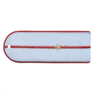 Погоны «машинная вышивка» из рубаш. ткани Полиция бледно-голубые с 1 вышит. красн. просв. с вышит. звездами (младший лейтенант)