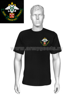 Футболка с вышивкой на груди Военно-транспортный университет (орел) черная