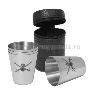 Стопки мет. (4х20 мл) с лазерной гравировкой Сухопутные войска (в чехле)