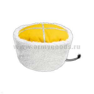 Папаха казачья иск. мех белая (верх - желтое сукно) универсальный размер