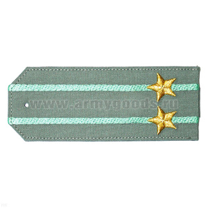 Погоны «машинная вышивка» из рубаш. ткани оливк. с 2 вышит. зел. просв. с вышит. звездами (подполковник)