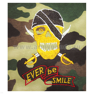 Футболка с вышивкой на груди Ever be smile, зел. КМФ