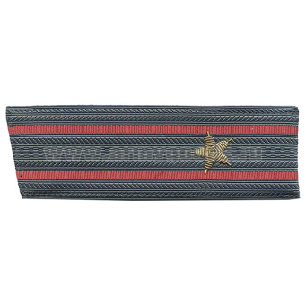 Погоны серые 2 красн. пр., вышит. канителью (майор) со скосом