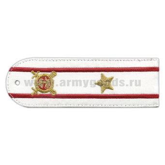 Погоны «машинная вышивка» из рубаш. ткани Полиция без канта белые с вышит. эмблемой (майор) плас