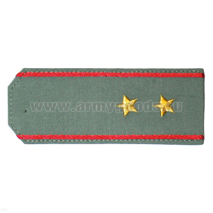 Погоны «машинная вышивка» из рубаш. ткани оливк. с вышит. красн. кантом с вышит. звездами (прапорщик)