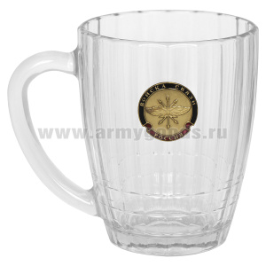 Кружка пивная стеклянная с мет. накладкой Войска связи (0,5 л)