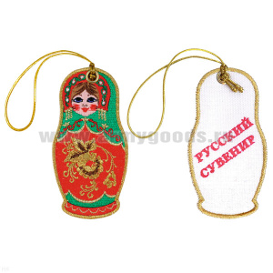 Брелок вышитый Матрешка (русский сувенир)