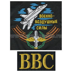Футболка с вышивкой на груди и на спине ВВС (самолет) черная