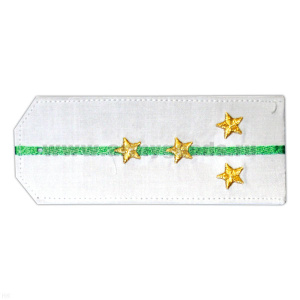 Погоны «машинная вышивка» из рубаш. ткани белые с 1 вышит. зел. просв. с вышит. звездами (капитан)