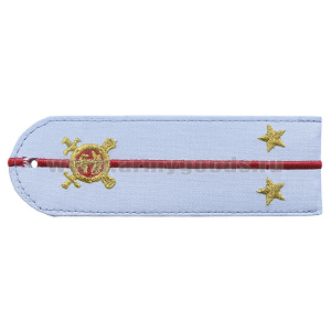 Погоны «машинная вышивка» из рубаш. ткани Полиция без канта бледно-голуб. с вышит. эмблемой (лейтенант) пластик